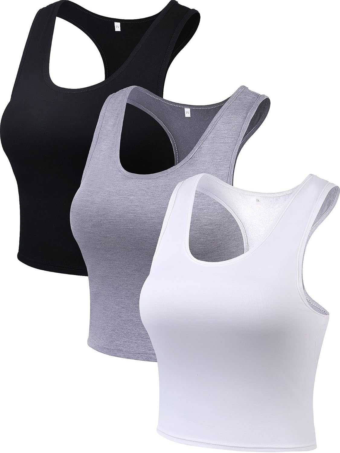 3 Pieces Crop Tops for Women, Workout Tops Basic Cropped Tank Tops Sleeveless Racerback Sports Gym Crop Tank for Teen Girls