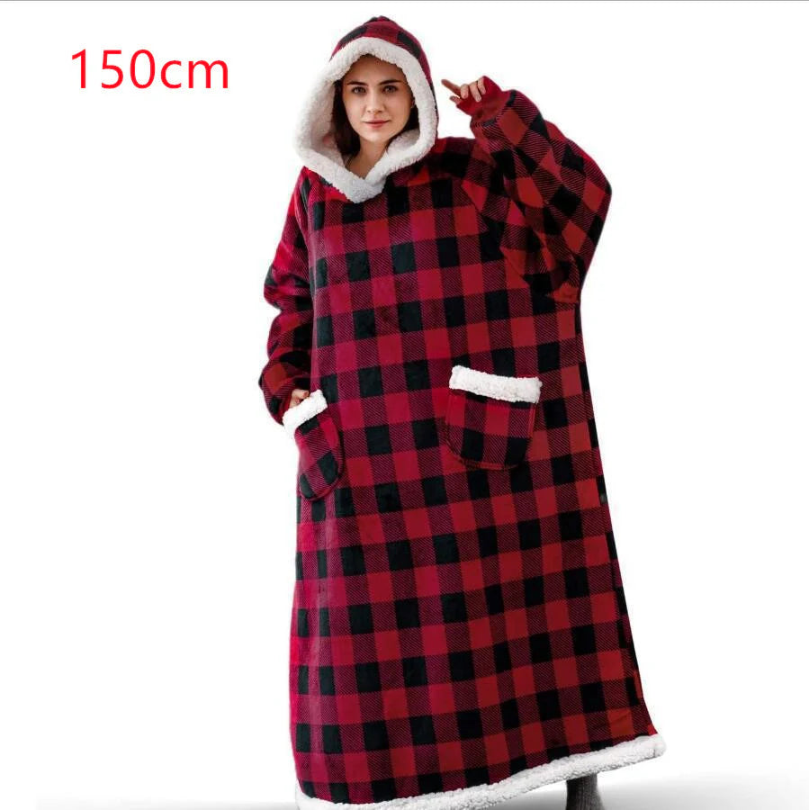 Winter TV Hoodie Blanket Winter Warm Home Clothes Women Men Oversized Pullover with Pockets