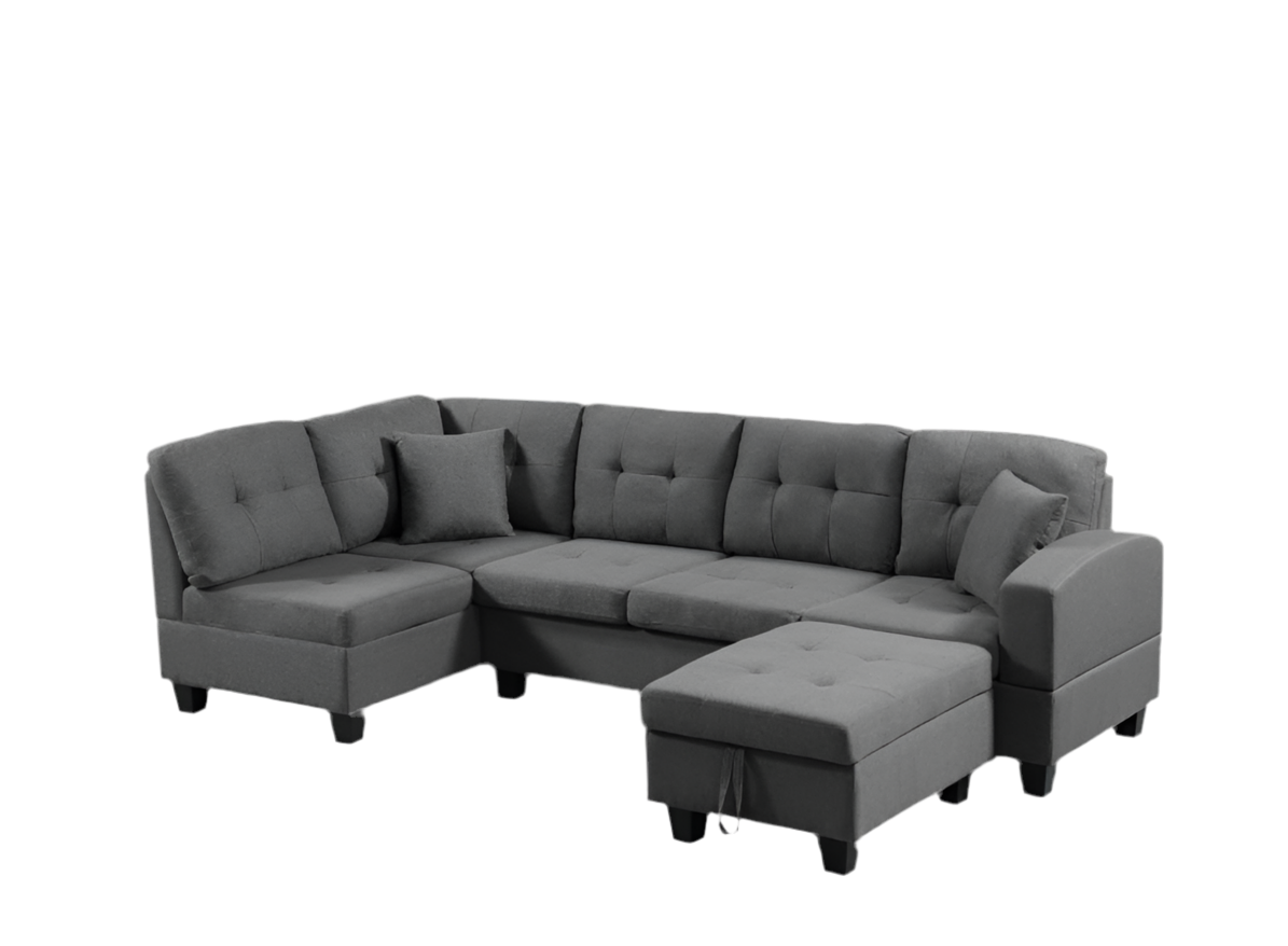 Left Fabric Sofa With Ottoman