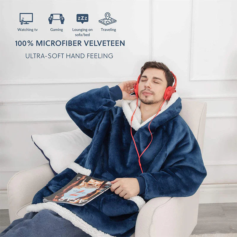 Winter TV Hoodie Blanket Winter Warm Home Clothes Women Men Oversized Pullover with Pockets